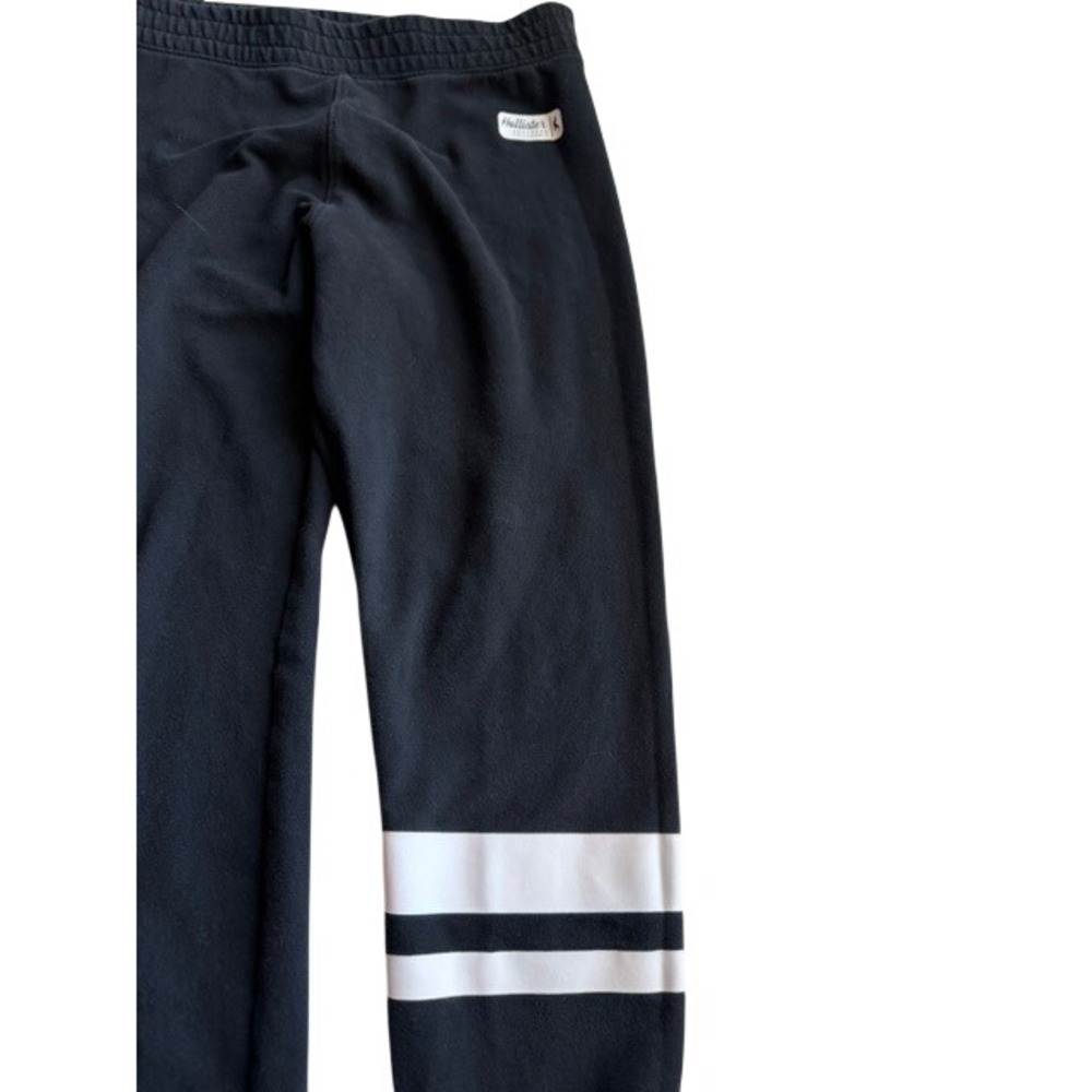 Hollister Womens Black Fleece Relaxed Fit Sweatpants White Stripes Size M - Picture 3 of 6